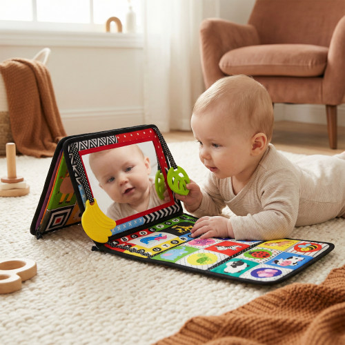 Interactive Baby Mirror Book – Foldable & Washable Soft Cloth Toy – Kids Australia