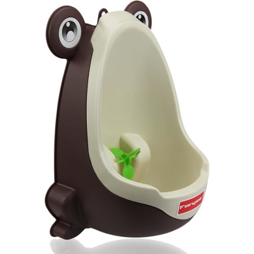 Cute Frog Potty Training Urinal for Boys with Funny Aiming Target - Coffee