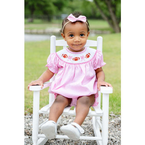 Smocked Pink Football Bubble for Girls I Ruth and Ralph NB