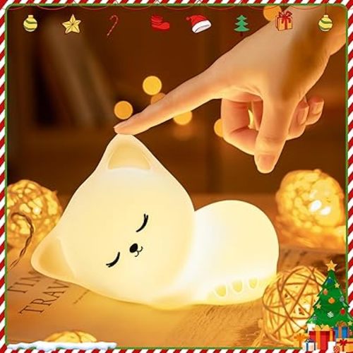 Night Light for Kids,16 Colors Cat Lamp Cute Lamp,Dimmable Baby Night Lights for Nursery,Silicone Rechargeable Nightlight for Kids Room,Kawaii Room Decor,Cat Gifts for Girls Gift for 3-6 Year Old Girl