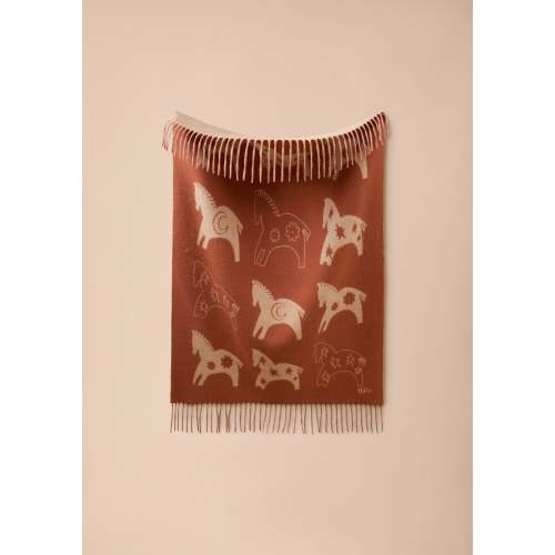 Lambswool Baby Blanket in Rust Gallop