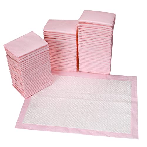 80 Count Disposable Baby Changing Pads, 18”x18” Pink – Super Absorbent Leakproof Quick-Drying, Soft Skin-Friendly Disposable Underpads for Infants, Mess-Free Diaper Changes at Home or On-The-Go