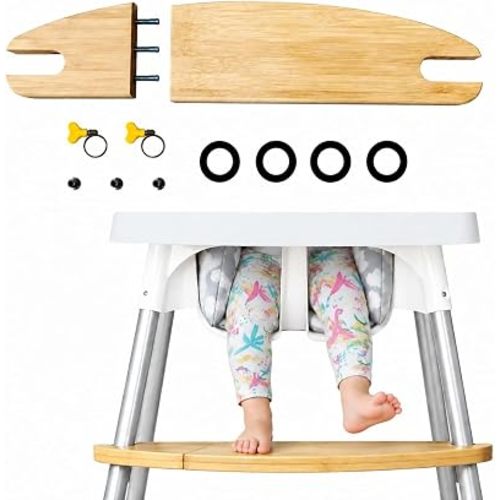 Wooden High Chair Foot Rest for IKEA Antilop, Adjustable Bamboo Footrest for Baby & Toddler, Non-Slip Surface, Easy Installation, High Chair Accessories for IKEA Antilop