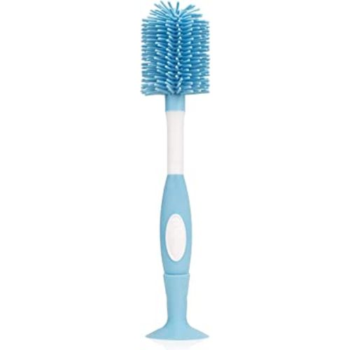 Dr. Brown's Soft Touch No Scratch Baby Bottle Cleaning Brush Nipple Cleaner with Stand and Storage Clip, BPA Free, Blue 1-Pack
