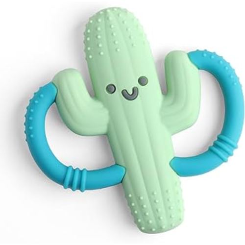 Itzy Ritzy Cactus-Shaped Baby Teether with Handles; Silicone Teether for Babies with Easy-Grab Handles and Textured, Teethable Surfaces - Baby Teething Toy for 3 Months & Up (Cactus)