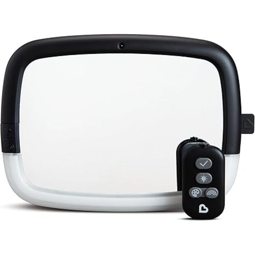 Munchkin Baby Car Mirror for Rear Facing Car Seats, Night Light LED Pivot 360 Baby in-Sight Adjustable Auto Mirror, Black