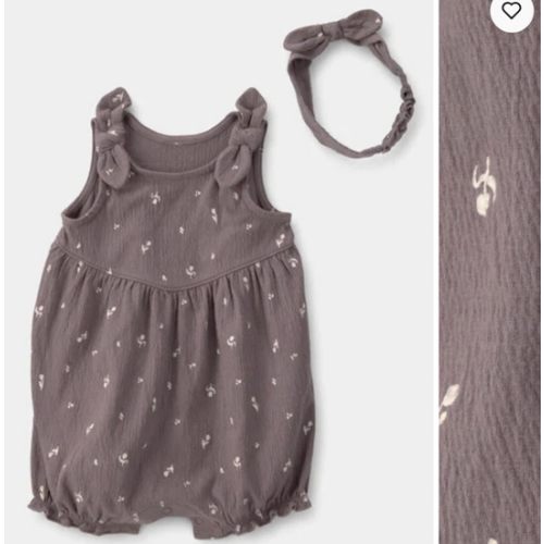 Baby Girl 2-Piece Floral Sleeveless Romper Set - Brown | Carter's
