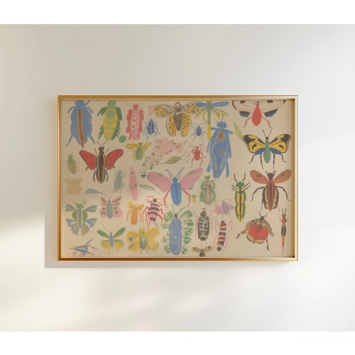 Cottagecore Wall Decor, Beetle Wall Art, Insect Art Prints, Insect Prints, Bugs Prints, Farmhouse Decor, Patel Colors Cottagecore Decor
