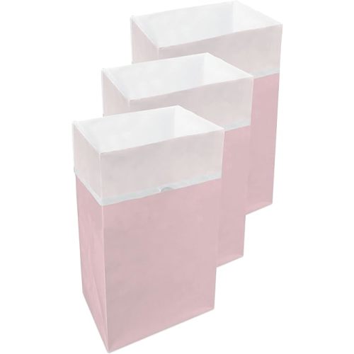 30 Gallon Disposable Pop-Up Trash Cans (3-Pack) with Fitted Bags – Foldable Garbage & Recycling Bins for Parties, Events & Kitchen (Pink, 30" H x 14" W x 17" D)