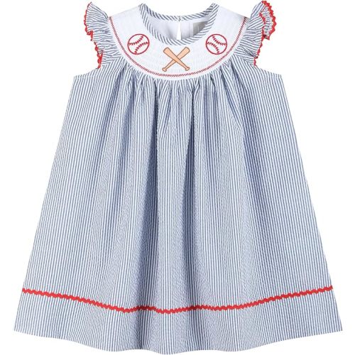 Lil cactus Baby and Girls Baseball Smocked Bishop Dress