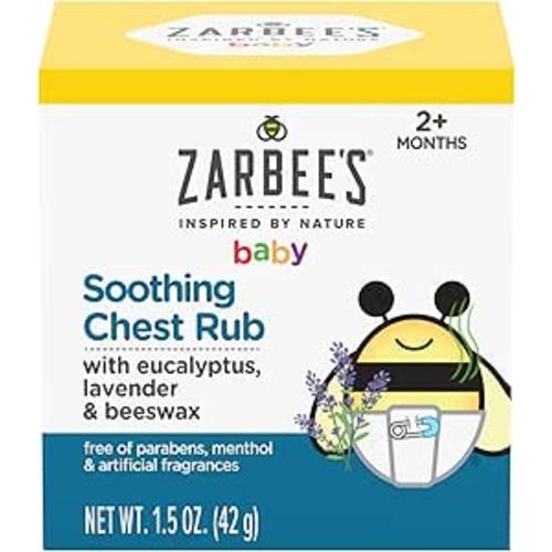 Zarbee's Baby Soothing Chest Rub with Eucalyptus & Lavender, Petroleum-Free Safe and Effective Formula, 1.5 Ounce
