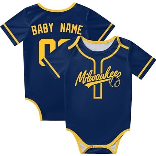 KREDE Baby Clothes Unisex Bodysuit Personalized Custom Baby Name Number for Boy Girl