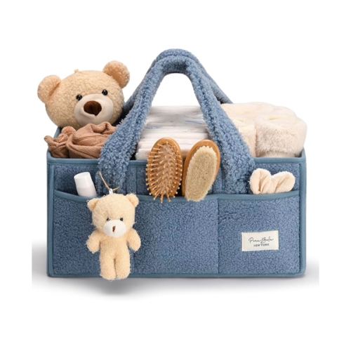 PeraBella Baby Diaper Caddy Organizer with Handle, Boy & Girl Shower Gift Basket, Portable Diaper Storage Basket Bin for Wipes, Newborn Baby Essentials Registry Search Must Haves, Car Caddy Organizer