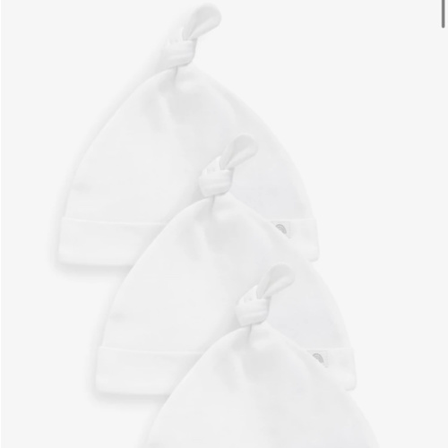 Buy White 100% Cotton Tie Top Baby Hats 3 Pack (0-12mths) from Next USA