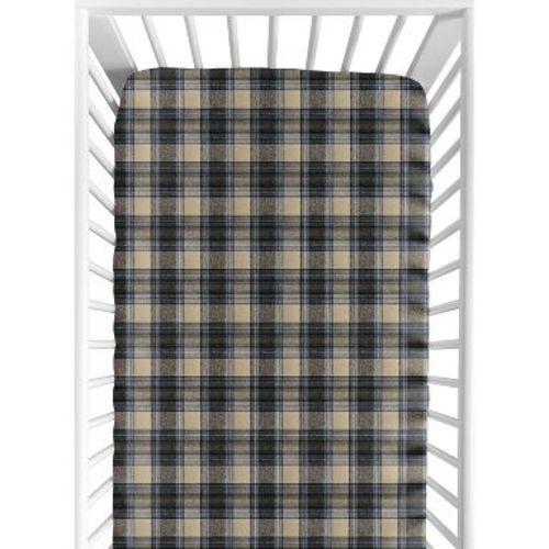 Sweet Jojo Designs Boy Baby Fitted Crib Sheet Rustic Patch Blue and Tan
