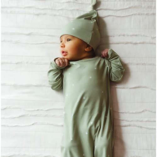 Sage Stars Bamboo Newborn Knotted Gown – Unisex Sleepwear