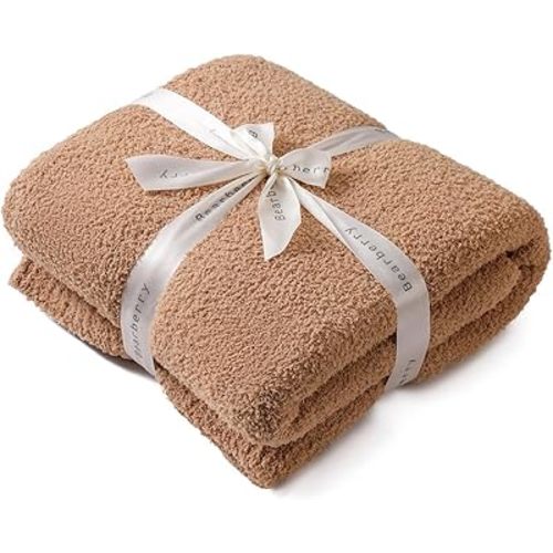 bearberry Super Soft Fluffy Throw Blanket Lightweight Cozy Warm Throw Blankets for Couch Bed Sofa All Season (Camel, 40”x50”)