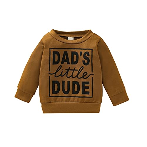 Newborn Infant Baby Boys Pullover Dad's Little Dude Sweatshirt Long Sleeve Casual Sweater Fall Clothes