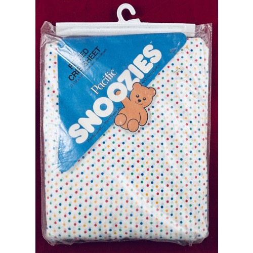 NEW PACIFIC SNOOZIES POLKA DOT FITTED CRIB SHEET PRIMARY COLORS + GREEN NIP