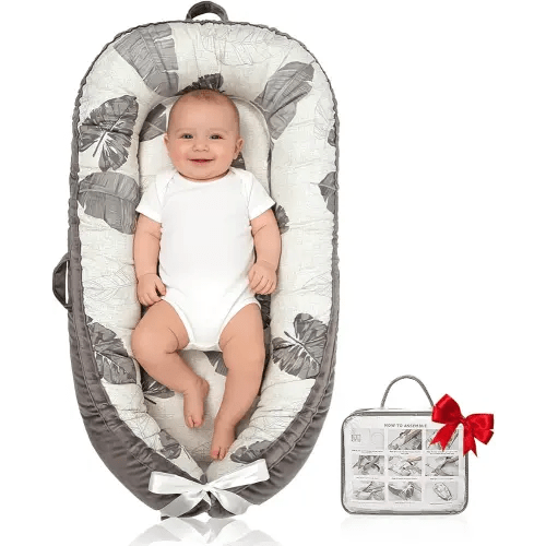 Baby Lounger | Organic Cotton Infant Lounger | Reversible, Adjustable & Portable Floor Lounger | Soft, Breathable, Washable Cover