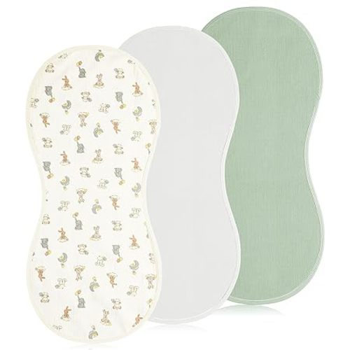Hahafelt 3 Pcs Changing Pad Liners Fits in Peanut Shape Changing Pad Waterproof Diaper Mats Organic Cotton Peanut Mats are Warm on a Baby's Back, Washable Reusable(Bright Style,Green)