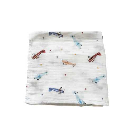 Vintage Airplane Muslin Swaddle Blanket, Newborn Swaddle, Airplane Swaddle, Bamboo Swaddle