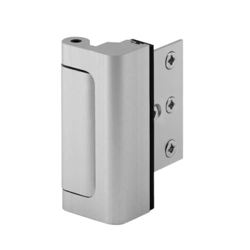 Door Reinforcement Lock, 3 in. Stop, Aluminum Construction, Satin Nickel Anodized Finish