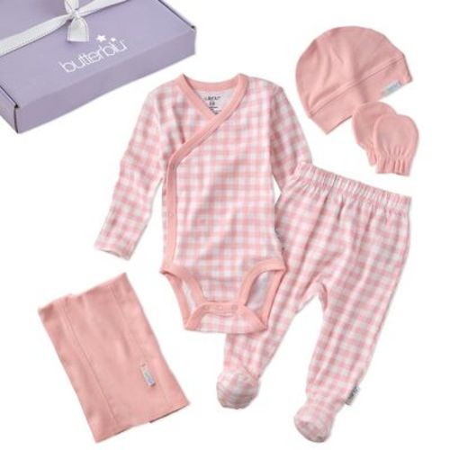 Butterblu CHECK ME OUT BABY 6-Piece Gift Set Pink Check Newborn