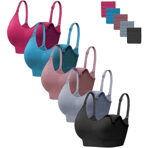 habibee Womens Nursing Bra Seamless Breastfeeding Sleep Maternity Bra with Remove Bra Pads Extenders