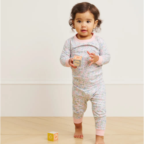 LAKE | Baby | Pima Cotton Pajamas | English Rose Elizabeth Floral Baby Long-Long Set