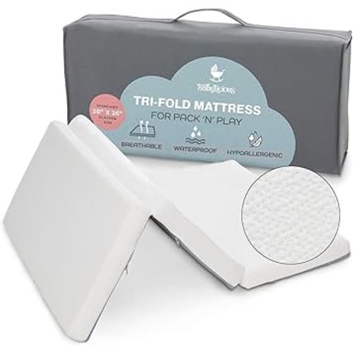 Amazon.com: Waterproof Pack and Play Mattress Topper | 38" x 26" x 1.5" | Trifold Style - Breathable Soft Plush Foam - Portable Mattress Topper - Baby Foam Mattresses for Babies : Baby