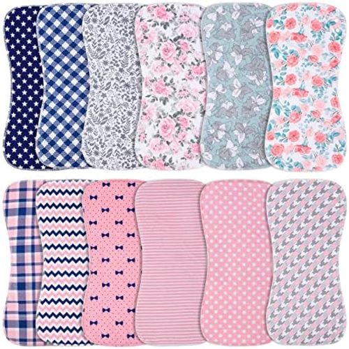 Baby Burp Cloths & Bibs 2-in-1 Design 3 Layers Thicken Cotton Absorbent and Soft Spit Up Burping Rags Set for Newborn