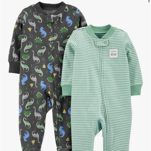 Simple Joys by Carter's baby-boys 2-way Zip Thermal Footed Sleep and Play, Pack of 2