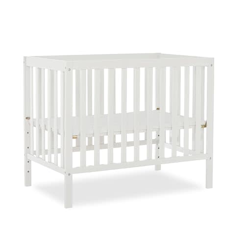 Dream On Me Edgewood 4-in-1 Convertible Mini Baby Crib in White GreenGuard Gold & JPMA, Non-Toxic, Compact 40×25×33″ Design, Converts to Mini Daybed & Twin Bed (Rails to Buy) 1″ Mattress Pad