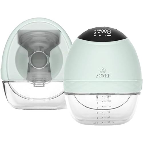 Zomee Fit Wearable Breast Pump, Hands Free Pumping, Portable, Ultra-Low Noise, Double Electric Breast Pump - Holds 6 oz - Wireless Breastpump 2+ Hours of Battery, Leak Proof Anti Backflow System