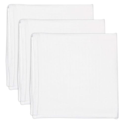 HonestBaby 3-Pack Organic Cotton Swaddle Blankets, Bright White, One Size