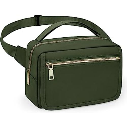printe Small Diaper Bag with Portable Changing Pad, Crossbody Diaper Pack with Wipes Pocket, Women Waist Bag for Travel Stroller, Olive Green
