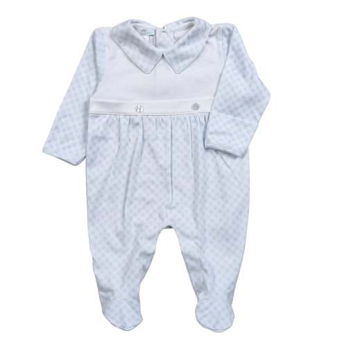PDS-314 Blue Plaid Two button Pima Footie