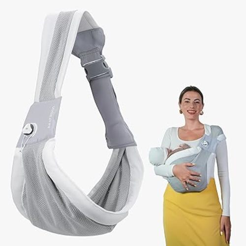 Baby Sling Carrier 8-30 lbs, Newborn Nursing, Toddler Carrier with Safety Buckle, Knob Tech Baby Closer, Adjustable Shoulder Strap, Portable and Lightweight (Gray)