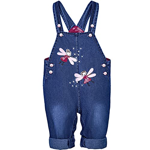 Peacolate 3months-3Years Baby Girls Denim Overalls Embroidery Bib Pants Jeans Jumpsuit