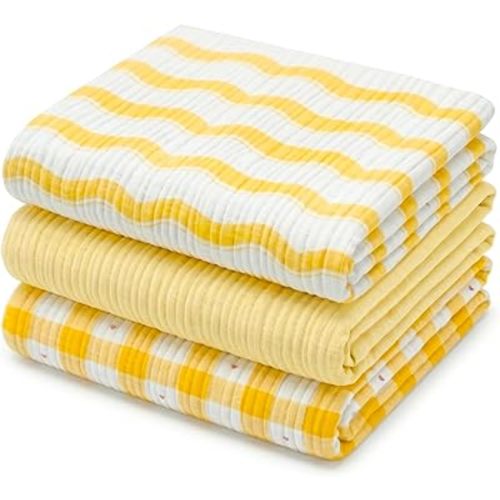 Muslin Swaddle Blankets for Newborns, 3 Pack Multipurpose 100% Organic Cotton, Ultra Soft Breathable Receiving Blanket 47 x 47 inches, Swaddle Wrap for Baby Boys & Girls