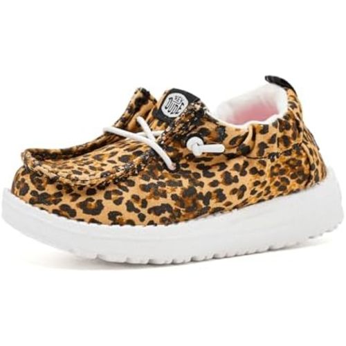 HEYDUDE Infant LILDUDE Novelty Slip On Shoe, Leopard Size 4 | Lightweight Infant Shoe with Elastic Laces, Stretch Collar & Heel Grip