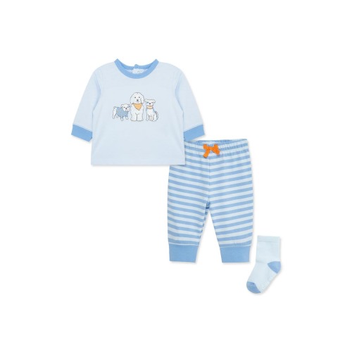 Puppies Long Sleeve Shirt, Pants & Socks Set, 9M
