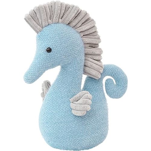 Stuffed Sea Horse Plush Animals Toys Seahorse Dolls Decorations Gifts for Kids Boys Girls 8.6 Inches (Blue)
