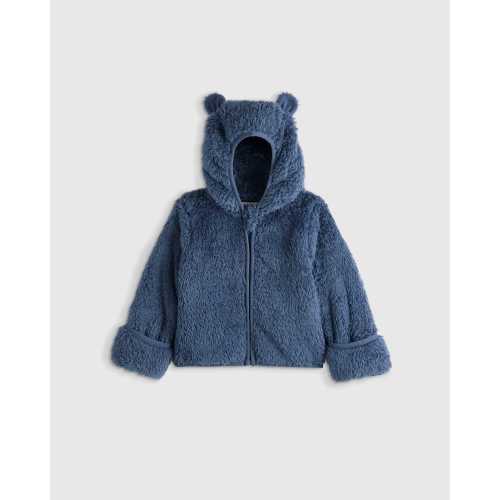 Recycled Sherpa Fleece Bear Jacket - Baby in Vintage Blue