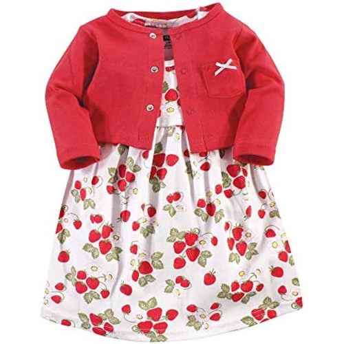 Hudson Baby Infant and Toddler Girls Cotton Dress and Cardigan Set