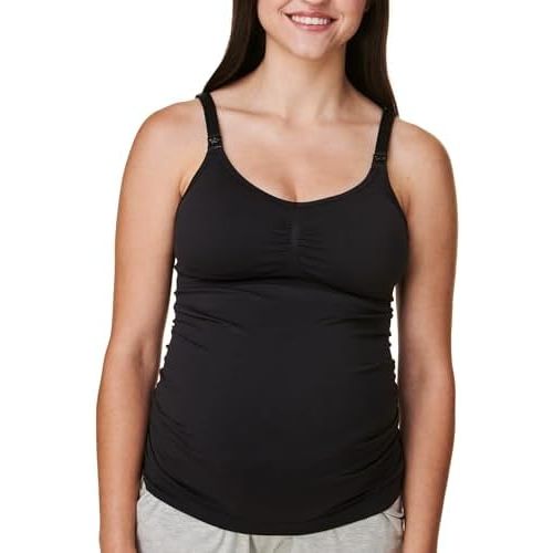 Basics by Bravado Women's Seamless Maternity Nursing Tank Top Cami for Breastfeeding with Adjustable Straps, S-XXL