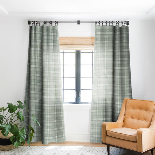 Gracie Oaks Malakii Little Arrow Design Co Fall Plaid Sage 1pc Blackout Window Curtain Panel & Reviews | Wayfair
