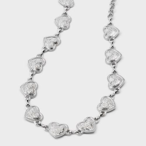 Girls' Heart Chain Belt 35" - art class™ Silver S/M