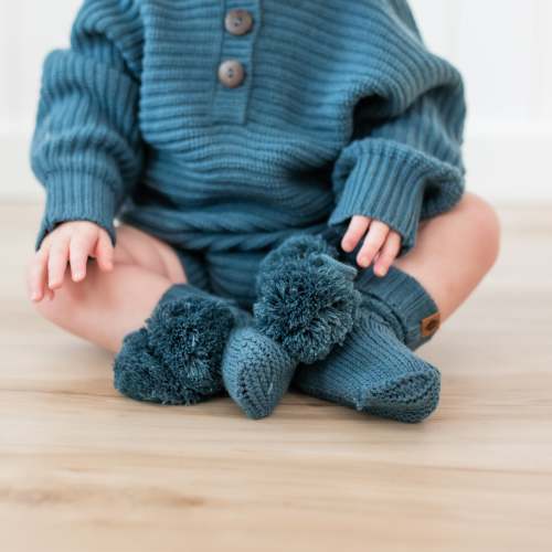 Knit Booties in Atlantic